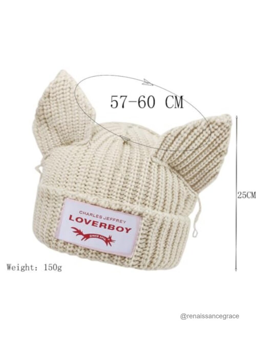 100% Acrylic Y2K Cat Ear Cuffed Beanie Winter Warm Knit Hat